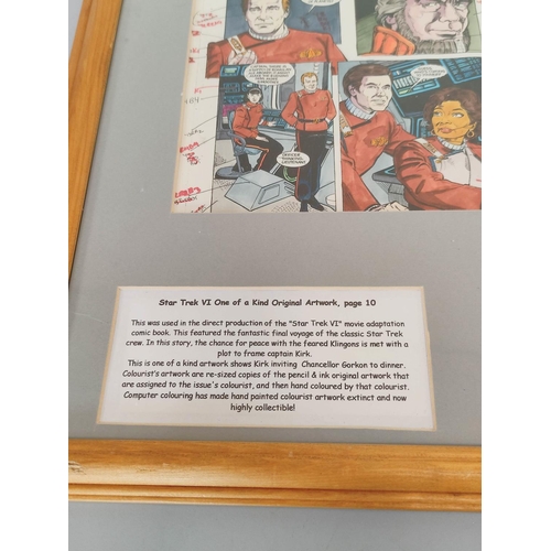 279 - Star Trek. Two framed hand-coloured comic strip prints from the comic adaptation of Star Trek VI The... 