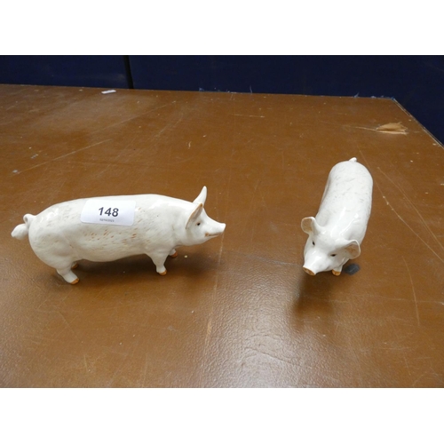 148 - Two large Beswick pig figures by Ch.Wall Champion Boy 1953.