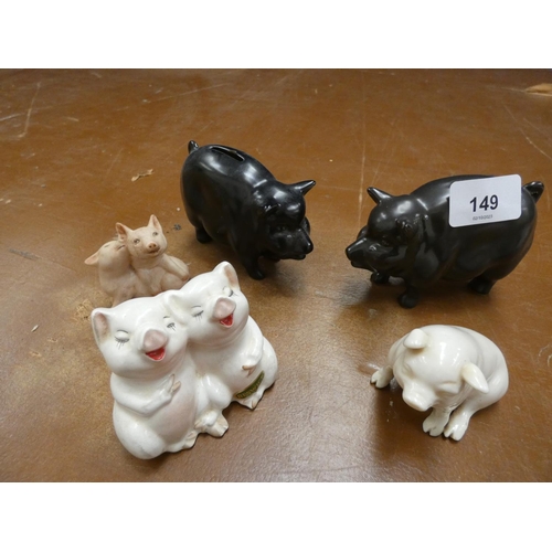 149 - Various pig figures to include Beswick.