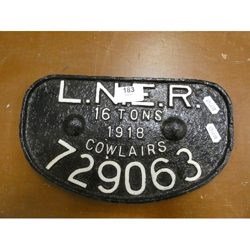 183 - Small vintage cast iron train plaque L.N.E.R.