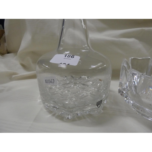 186 - Orrefors decanter and Sweden art glass bowl.