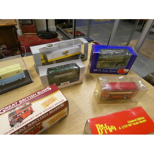 226 - Various die cast cars, lorries to include taxis, ice-cream van, busses etc.