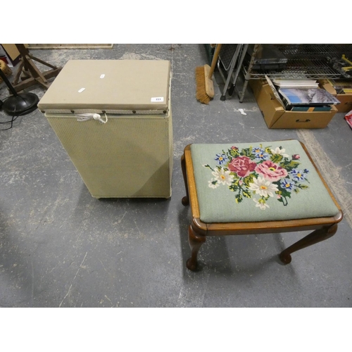 231 - Loom style bedding box and tapestry footstool.