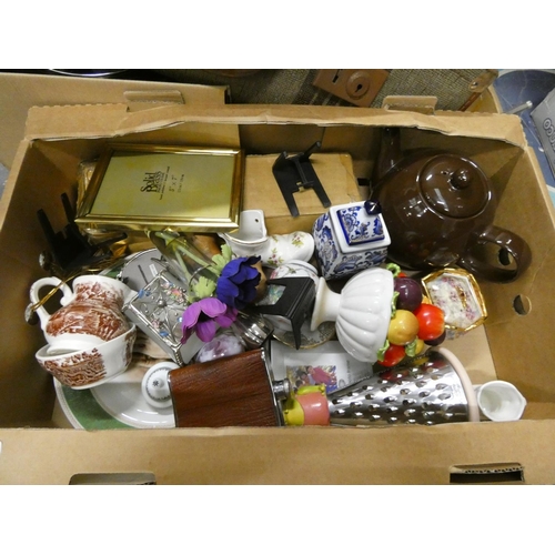 232 - Large box of decorative items to include vases, trinket boxes etc.