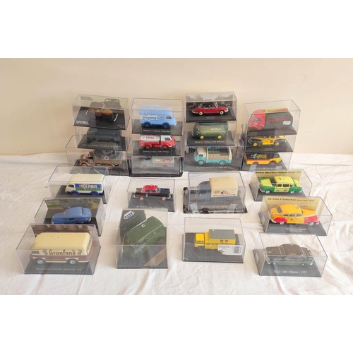 46 - Group of unattributed Spanish die-cast model cars and good's vehicles in perspex cases to include Op... 