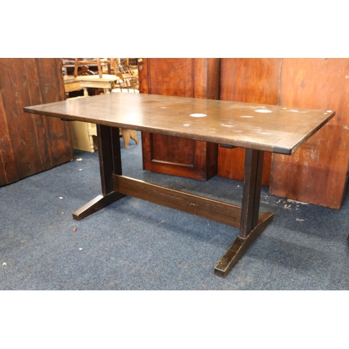 783 - Stained refectory style dining table, 160cm x 84cm.  #386