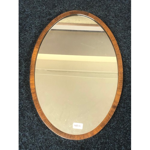 809 - Oval wall mirror, formerly dressing table mirror, 56cm x 40cm.