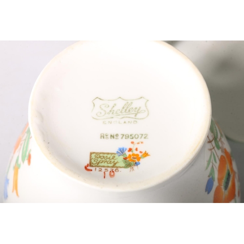 97 - Shelley Posie Spray porcelain part tea service comprising two cake plates, twelve side plates, twelv... 