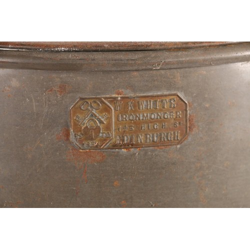 36 - Galvanized metal hot water urn and a large, enamelled cooking pot and cover.  (2)