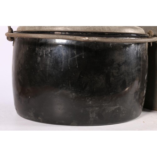 36 - Galvanized metal hot water urn and a large, enamelled cooking pot and cover.  (2)