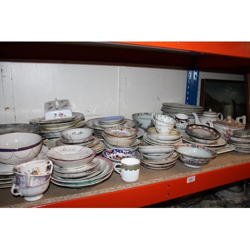 281 - Ceramics to include teapots, cups, saucers, a cheese dish, etc.