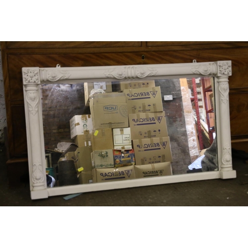 833 - Overmantel white painted mirror, 58 x 96cm. 