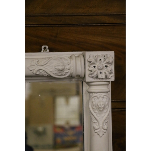 833 - Overmantel white painted mirror, 58 x 96cm. 