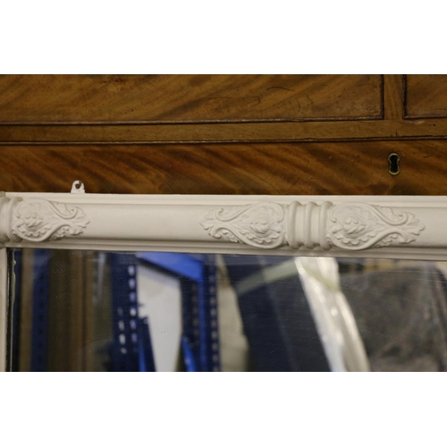 833 - Overmantel white painted mirror, 58 x 96cm. 