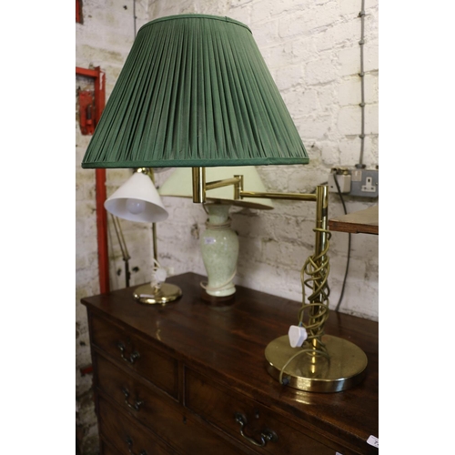 840 - Brass adjustable table lamp, 67cm.