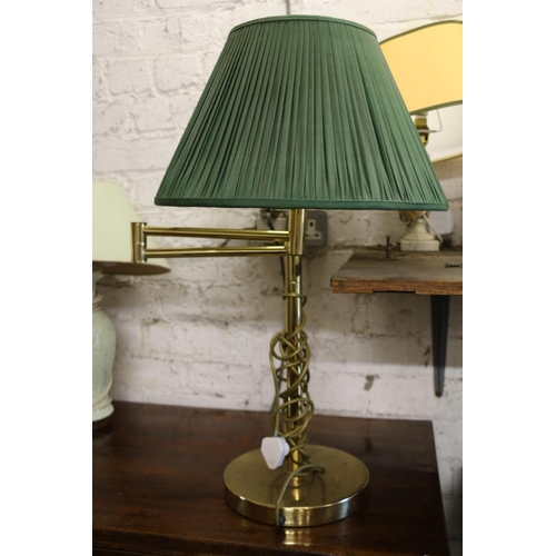 840 - Brass adjustable table lamp, 67cm.