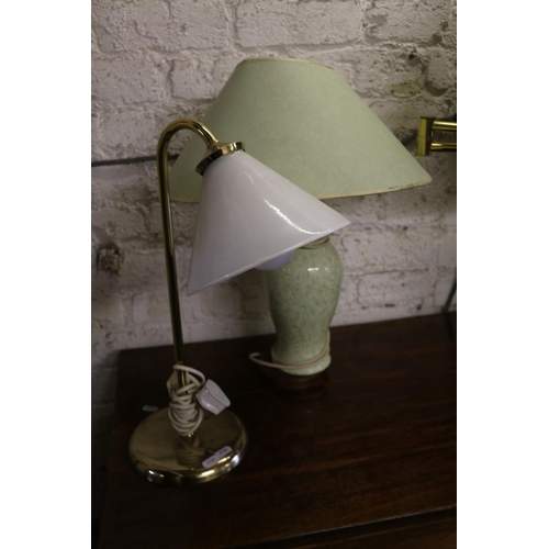 841 - Two table lamps including one with glass shade, 48cm.