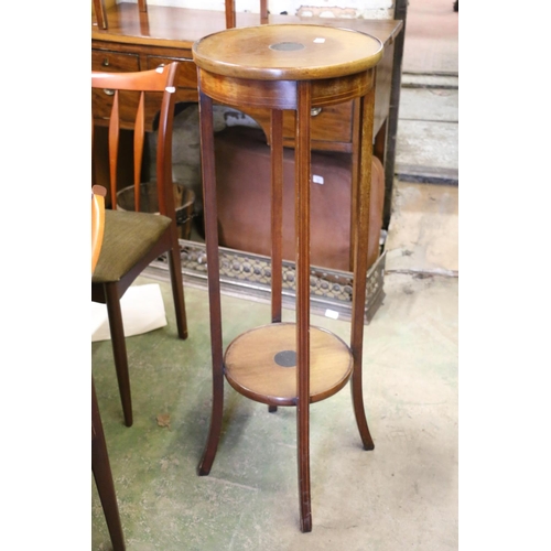 844 - Edwardian mahogany two tiered plant stand, 100cm.