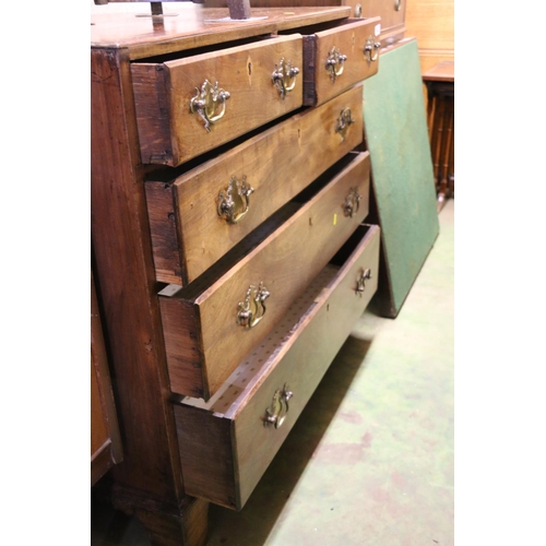 854 - Georgian mahogany chest of drawers with caddy top, 90 x 92 x 50cm.