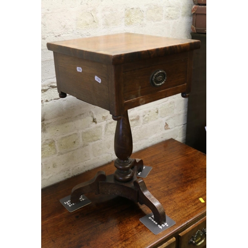 855 - 19th century mahogany work table with crossbanded top, 56cm.