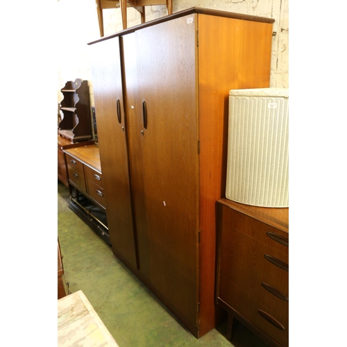 858 - Homeworthy teak two door wardrobe, 180 x 123 x 55cm, also chest of drawers and dressing table.