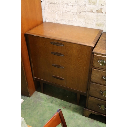 858 - Homeworthy teak two door wardrobe, 180 x 123 x 55cm, also chest of drawers and dressing table.