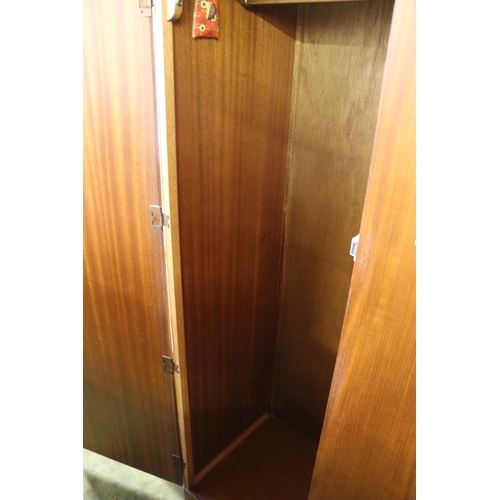 858 - Homeworthy teak two door wardrobe, 180 x 123 x 55cm, also chest of drawers and dressing table.