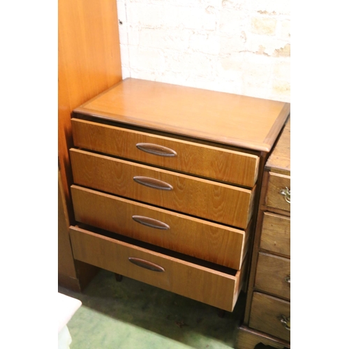 858 - Homeworthy teak two door wardrobe, 180 x 123 x 55cm, also chest of drawers and dressing table.