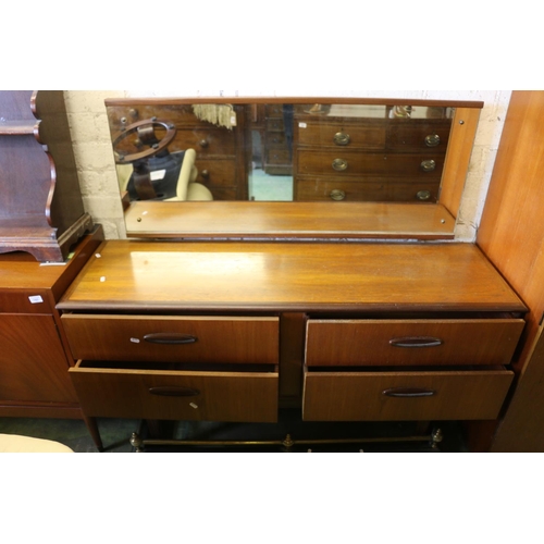 858 - Homeworthy teak two door wardrobe, 180 x 123 x 55cm, also chest of drawers and dressing table.