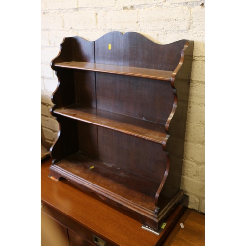 861 - Mahogany three tier table or wall shelf, 76 x 71 x 25cm.