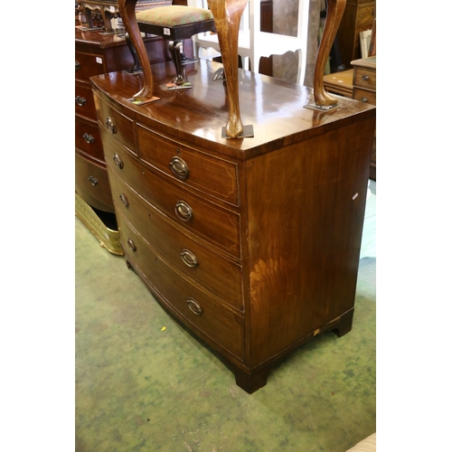 867 - 19th century mahogany and inlaid bowfront chest, 94 x 106 x 60cm.