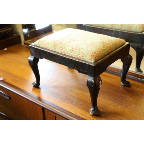 868 - Ebonized footstool with gros point top, 23cm.  