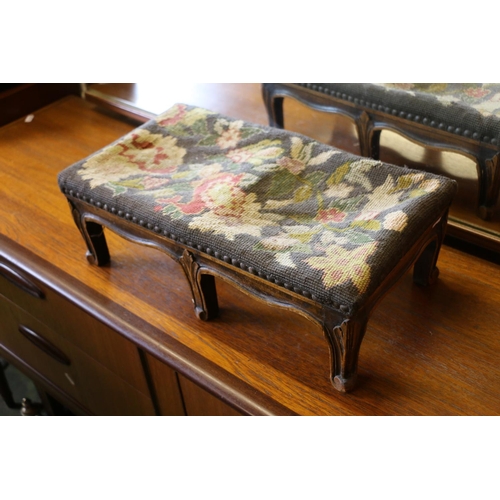 869 - Footstool with gros point top on six supports, 16cm.