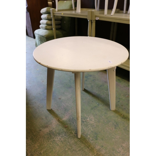 759 - Group of five white painted tables and stool.