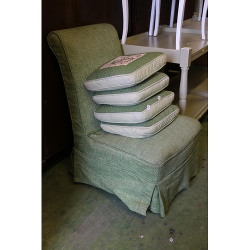 763 - Bedroom chair with four scatter cushions, 70cm.