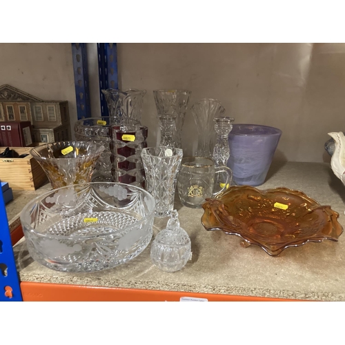 245 - Quantity of glassware, carnival glass, vases, etc.