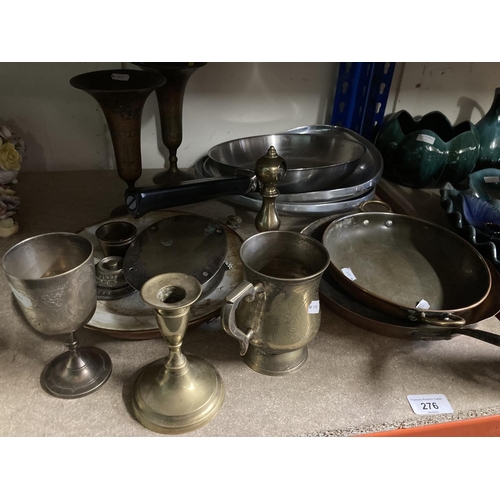 276 - Frying pans, vases, cups, etc.