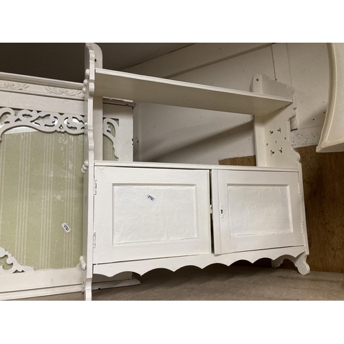 285 - White painted bathroom shelf and cupboard, 63cm.