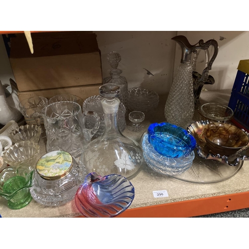 290 - Quantity of glassware to include carnival glass, ships decanter, etc.