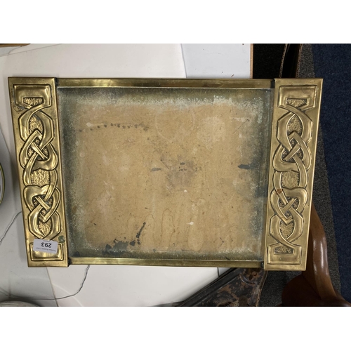 293 - Arts and crafts brass sided writing pad, 30 x 45cm.