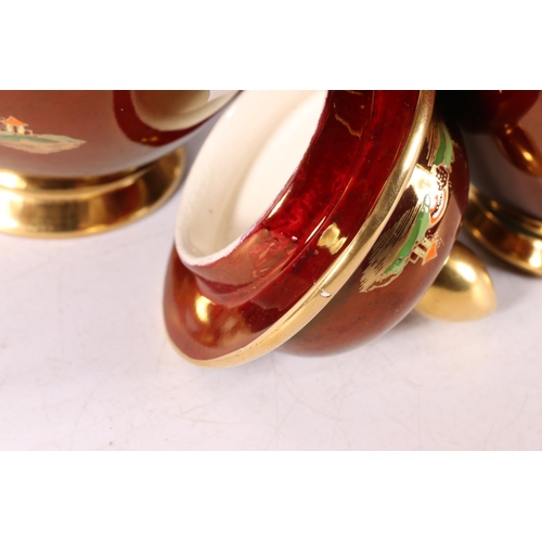 21 - Three Carlton ware lidded jars, one marked Rouge Royale to base, 19cm.