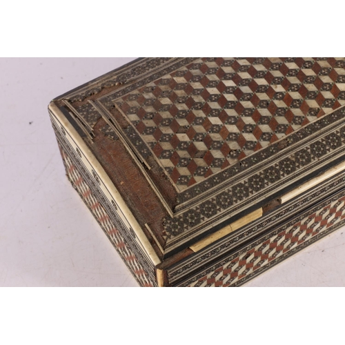 38 - Anglo-Indian inlaid hinged box, 7 x 28 x 11cm.