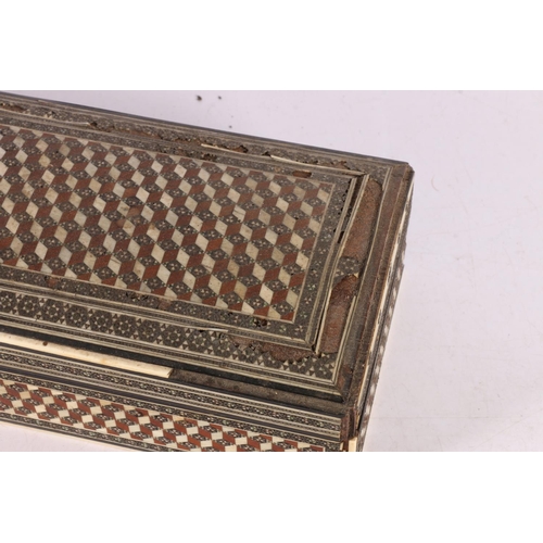 38 - Anglo-Indian inlaid hinged box, 7 x 28 x 11cm.