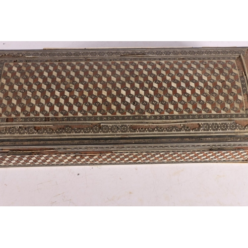 38 - Anglo-Indian inlaid hinged box, 7 x 28 x 11cm.