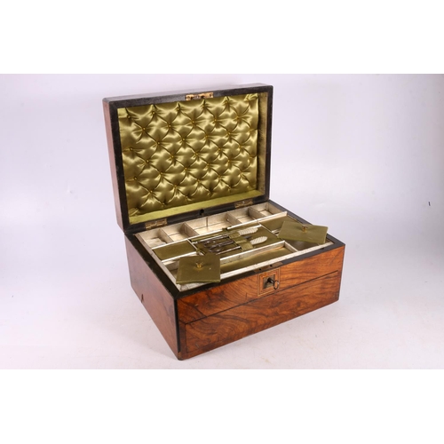 40 - 19th century sewing box with inlaid escutcheon, 16 x 30 x 23cm.