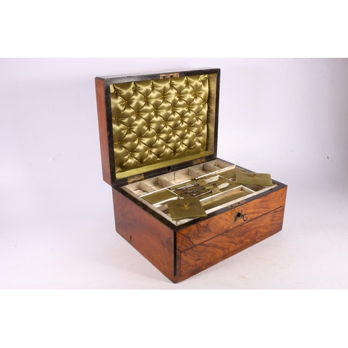 40 - 19th century sewing box with inlaid escutcheon, 16 x 30 x 23cm.