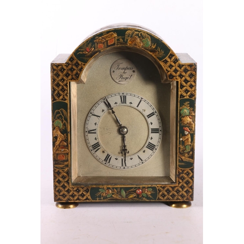 8 - Chinoiserie dome topped mantle clock, 18cm.