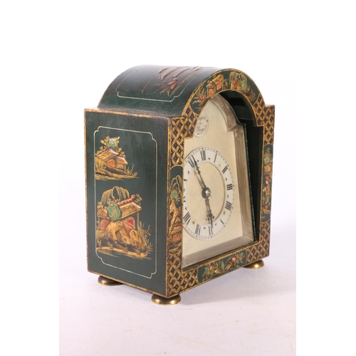 8 - Chinoiserie dome topped mantle clock, 18cm.