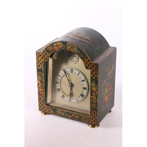 8 - Chinoiserie dome topped mantle clock, 18cm.