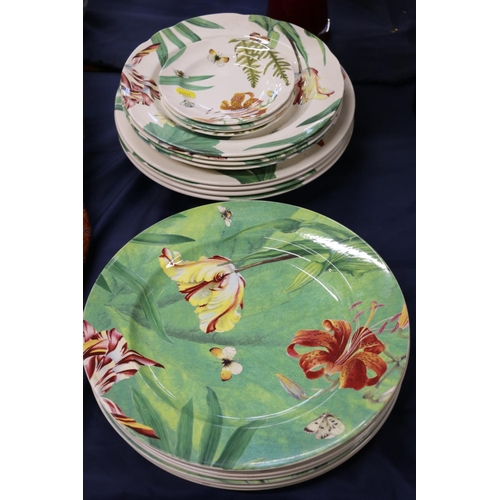 73 - Set of eight Spode Floral Haven plates, 32cm, also rim soups, side plates, etc.